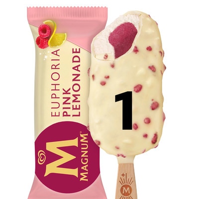 Magnum Euphoria 90ml - Introducing NEW Magnum Euphoria, the perfect treat for your pleasure-seeking customers. Indulge in creamy lemon ice cream wrapped around an intense, yet velvety core of sweet raspberry sorbet. Bite into the thick cracking Magnum white chocolate shell and let your taste buds come alive with exciting bursts of raspberry crunch and popping candy.